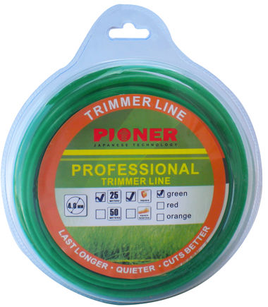 GREEN SQUARE TRIMMER LINE 4mm x 25m PROF PIONER / 