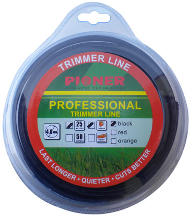 BLACK SQUARE TRIMMER LINE 4mm x 25m PIONER / 