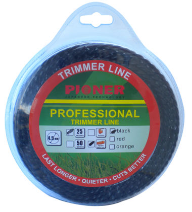 BLACK TWIST SQUARE TRIMMER LINE 4.5mm x 25m PROF PIONER / 